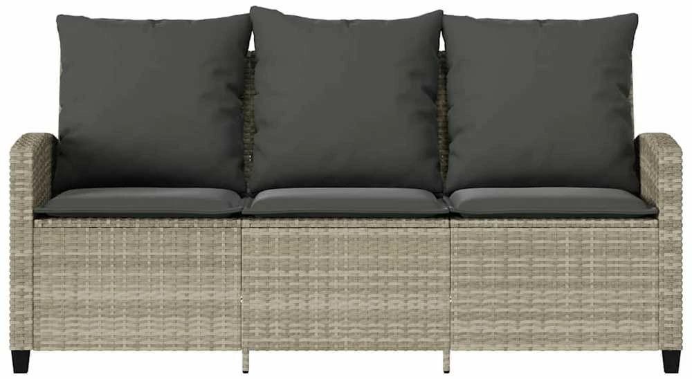 Trivietė sodo sofa su pagalvėlėmis ir staliuku, šviesiai pilka
