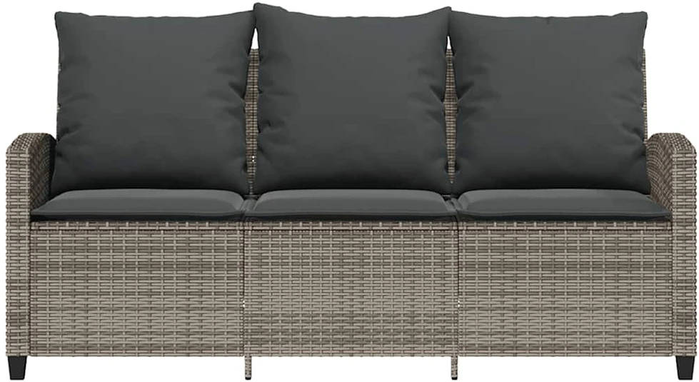 Trivietė sodo sofa su pagalvėlėmis ir staliuku, pilkos spalvos
