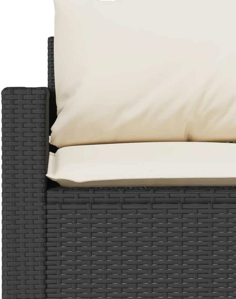 Trivietė sodo sofa su pagalvėlėmis, juodos spalvos, poliratanas
