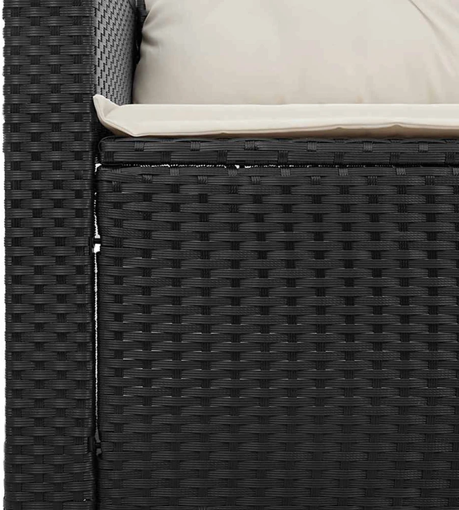 Trivietė sodo sofa su pagalvėlėmis, juodos spalvos, poliratanas