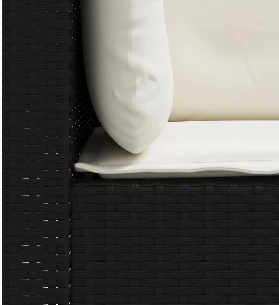 Trivietė sodo sofa su pagalvėlėmis, juodos spalvos, poliratanas