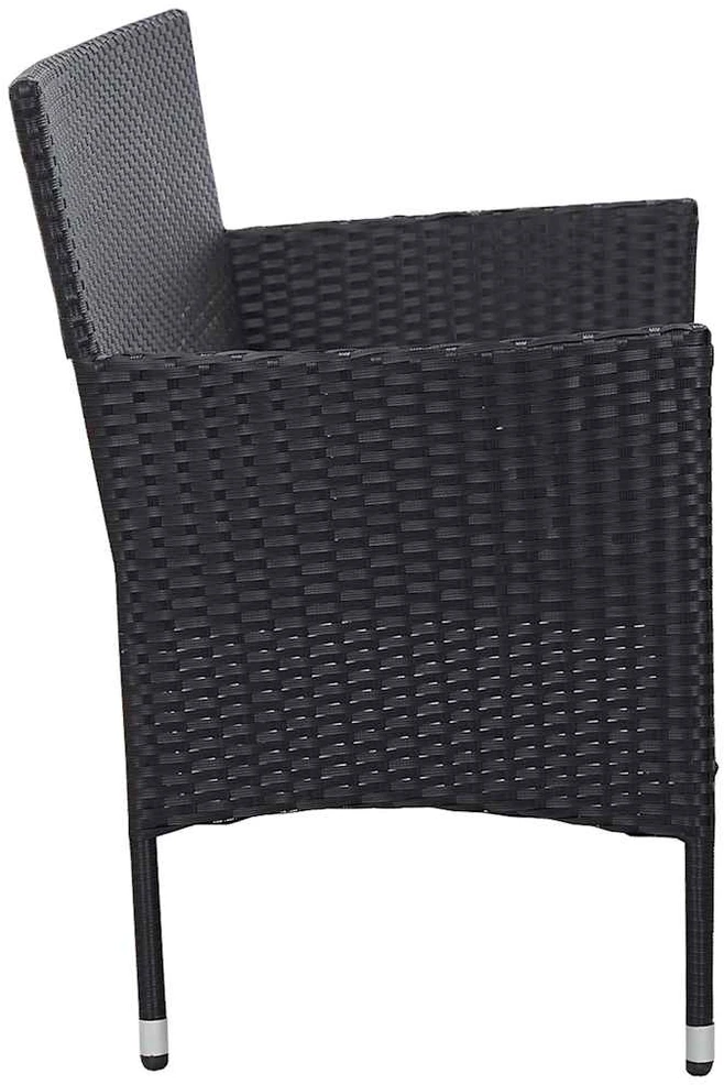 Trivietė sodo sofa su pagalvėlėmis, juodos spalvos, poliratanas