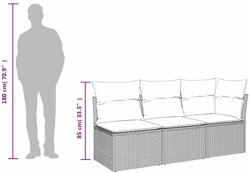 | Sodo sofa | su pagalve Pilka 172 x 62 x 69 cm Poli ratanas