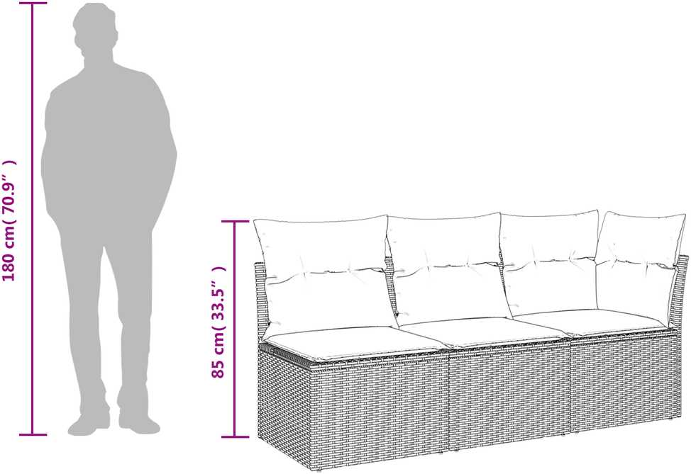 | Sodo sofa | su pagalve Pilka 172 x 62 x 69 cm Poli ratanas