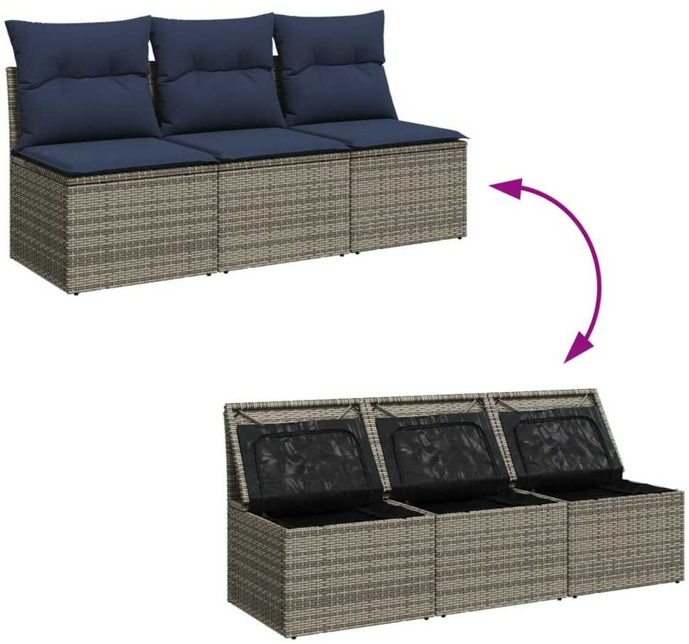 | Sodo sofa | su pagalve Pilka 165 x 62 x 69 cm Poli ratanas