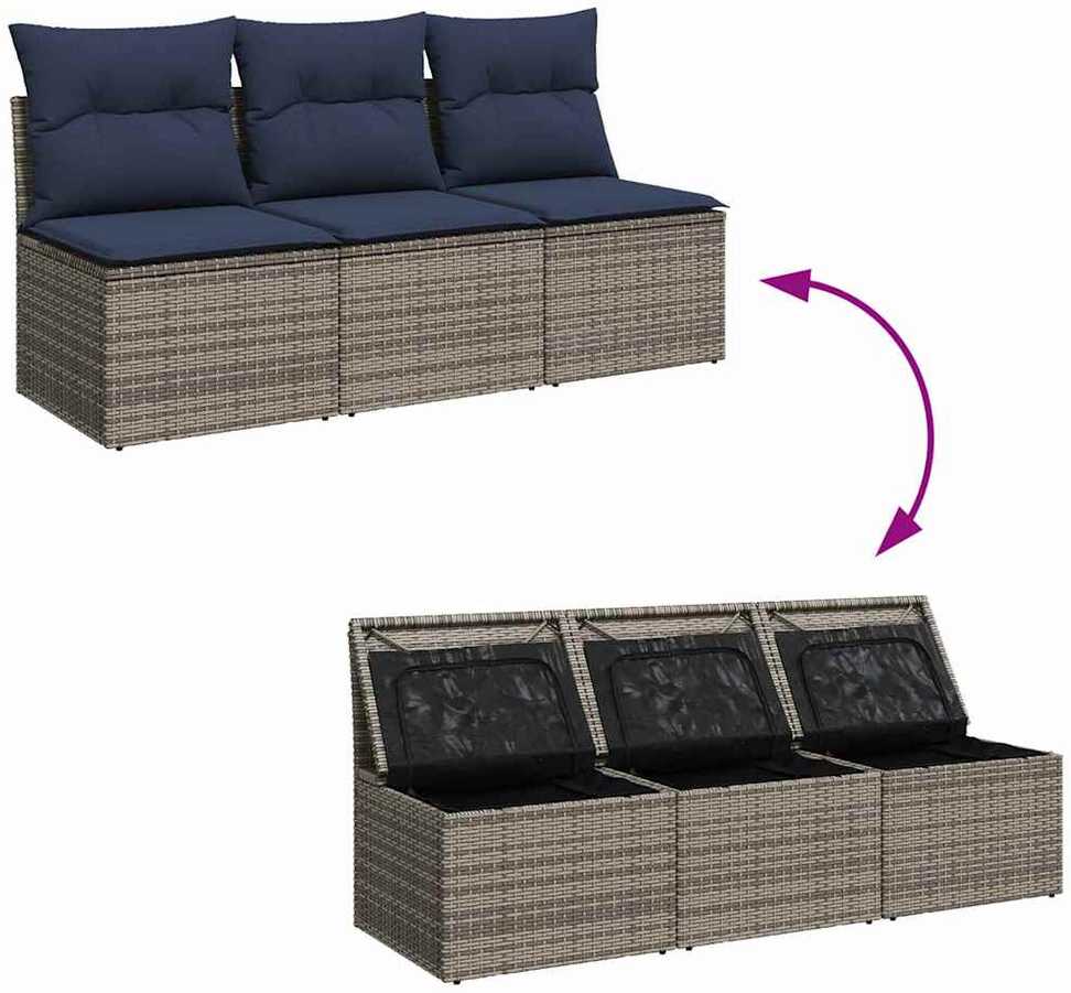 | Sodo sofa | su pagalve Pilka 165 x 62 x 69 cm Poli ratanas