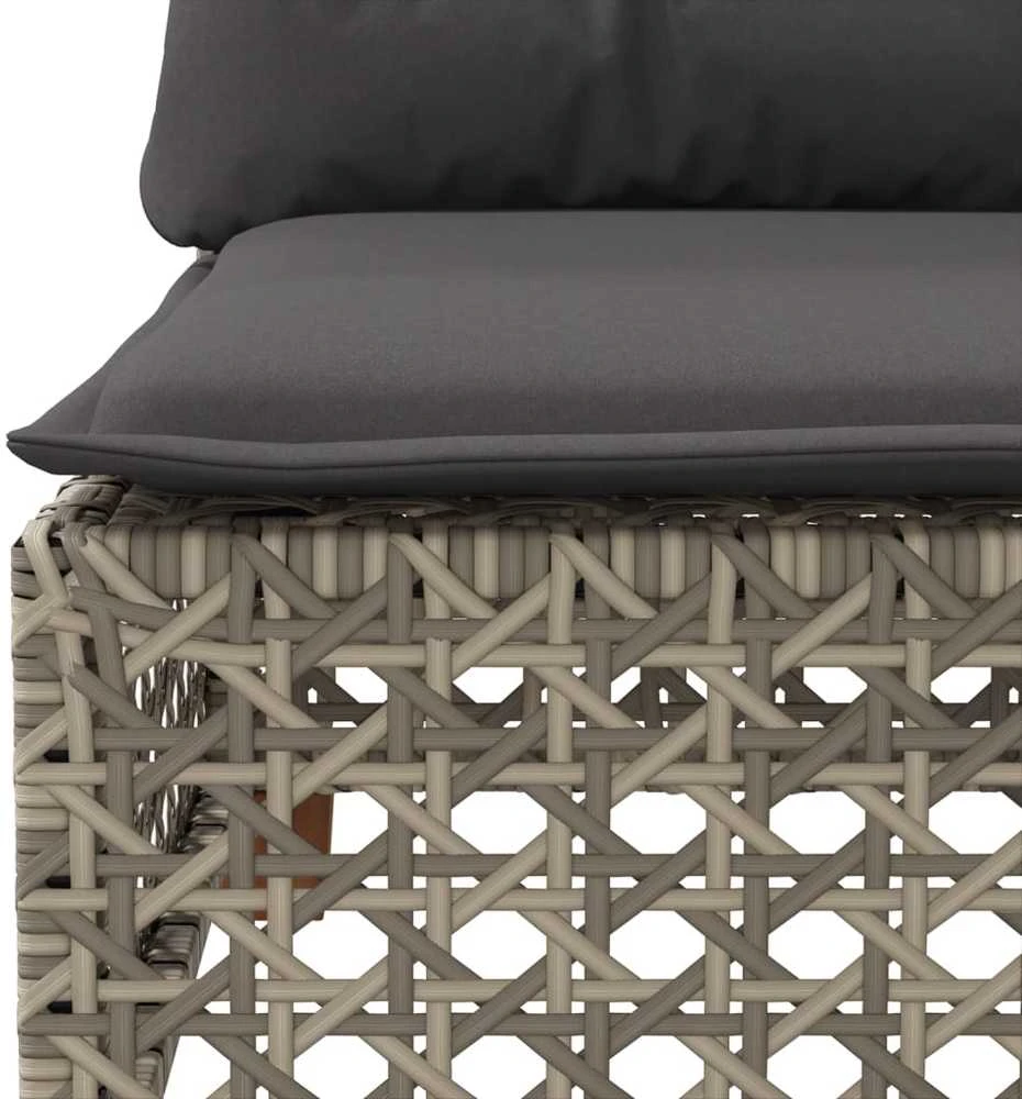 Trivietė sodo sofa su pagalvėlėmis, pilkos spalvos, poliratanas