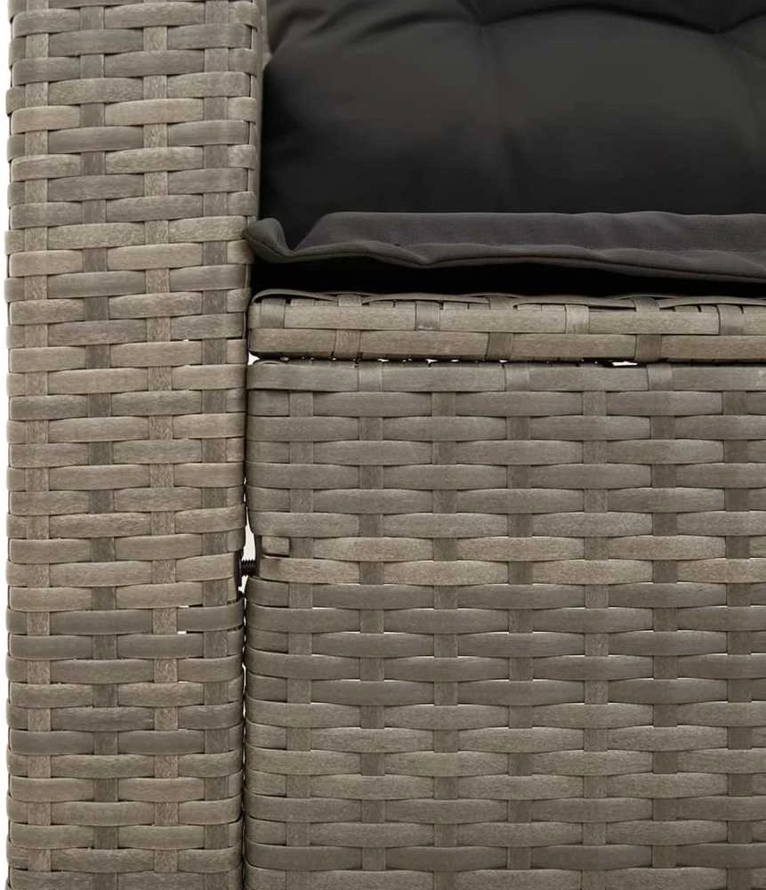 Trivietė sodo sofa su pagalvėlėmis, pilkos spalvos, poliratanas