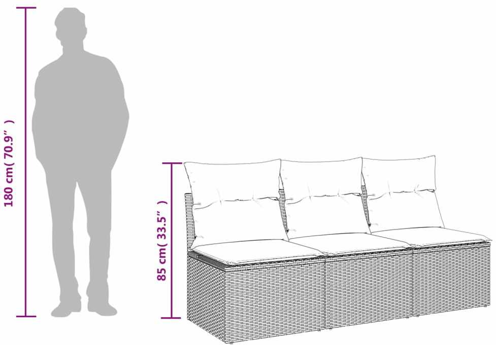 | Sodo sofa | su pagalve Pilka 165 x 62 x 69 cm Poli ratanas