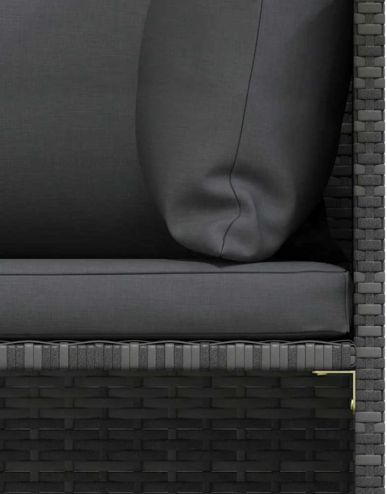 Trivietė sodo sofa su pagalvėlėmis, pilkos spalvos, poliratanas