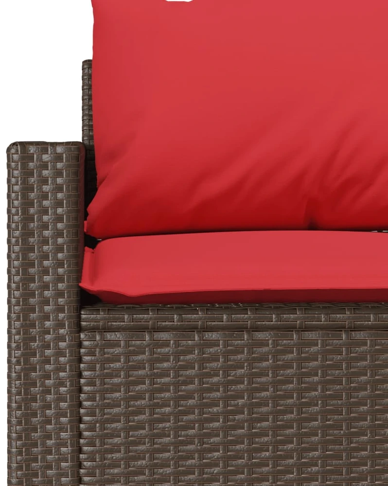 Trivietė sodo sofa su pagalvėlėmis, ruda, poliratanas