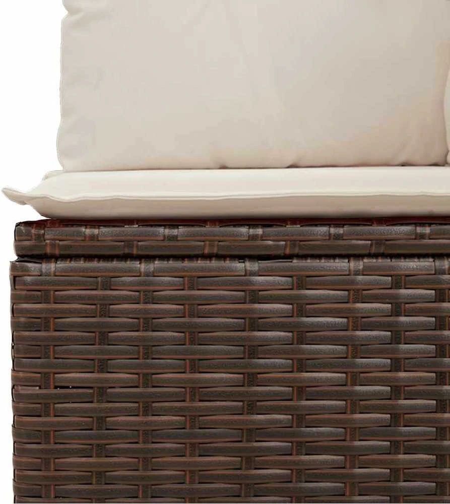 Trivietė sodo sofa su pagalvėlėmis, ruda, poliratanas