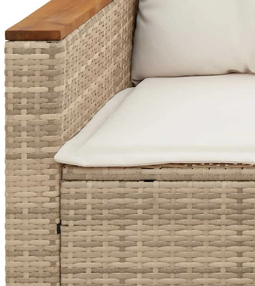 Trivietė sodo sofa su pagalvėlėmis, smėlio spalvos, poliratanas