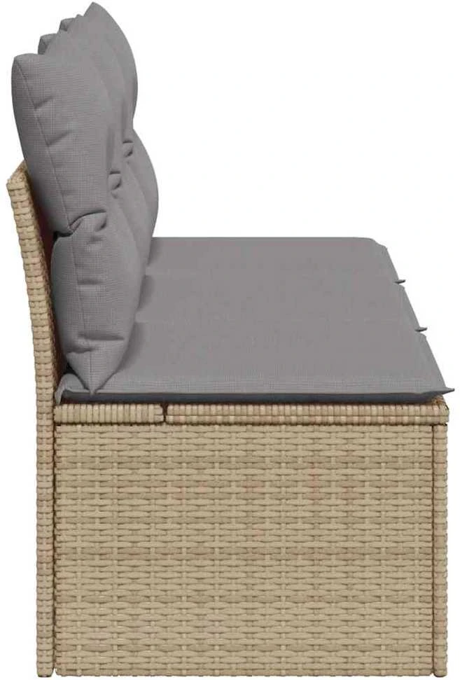 Trivietė sodo sofa su pagalvėlėmis, smėlio spalvos, poliratanas