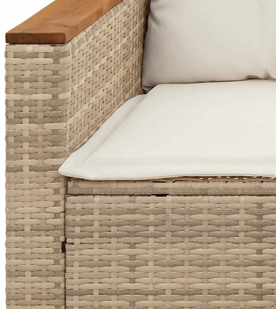 Trivietė sodo sofa su pagalvėlėmis, smėlio spalvos, poliratanas