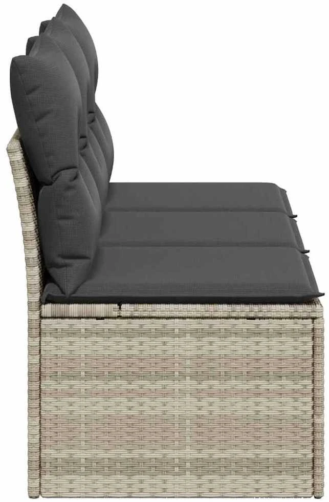 Trivietė sodo sofa su pagalvėlėmis, šviesiai pilka, poliratanas