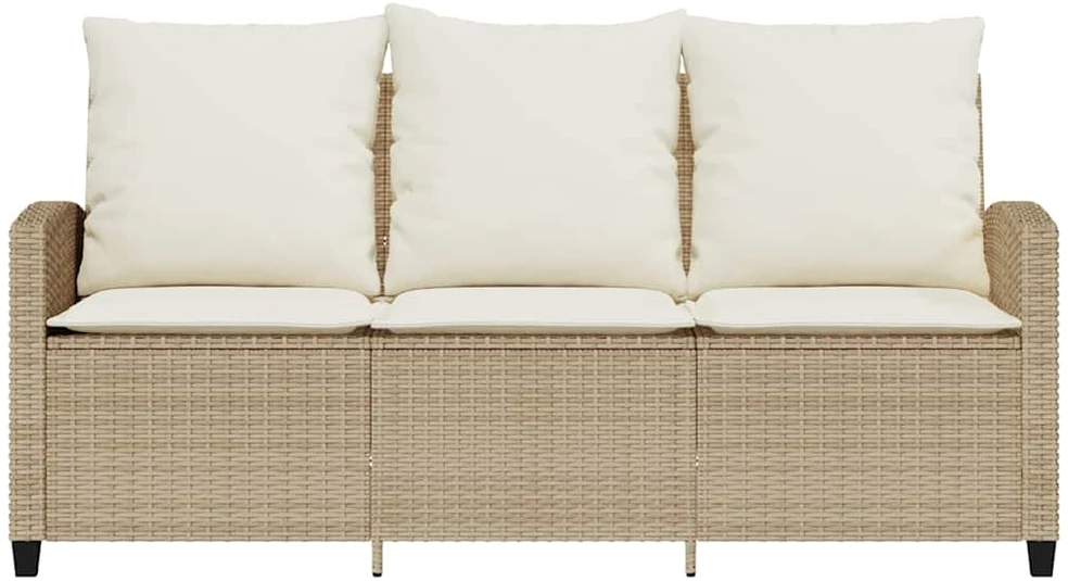Trivietė sodo sofa su staliuku ir pagalvėlėmis, smėlio spalvos