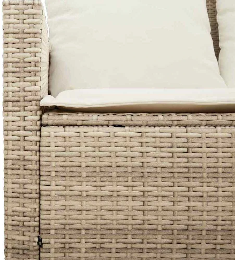 Trivietė sodo sofa su staliuku ir pagalvėlėmis, smėlio spalvos