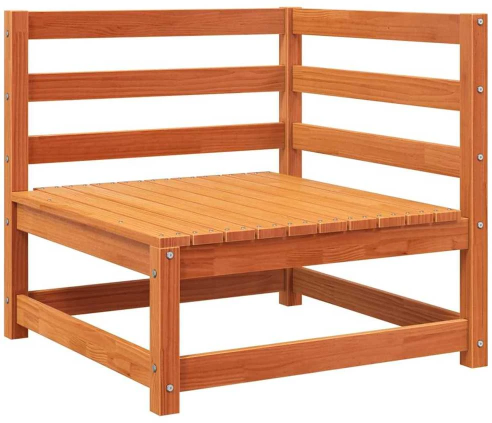 Trivietė sodo sofa, vaško ruda, pušies medienos masyvas