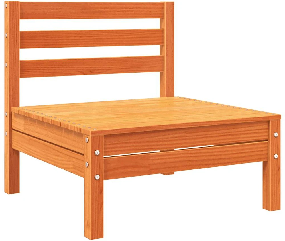 Trivietė sodo sofa, vaško ruda, pušies medienos masyvas
