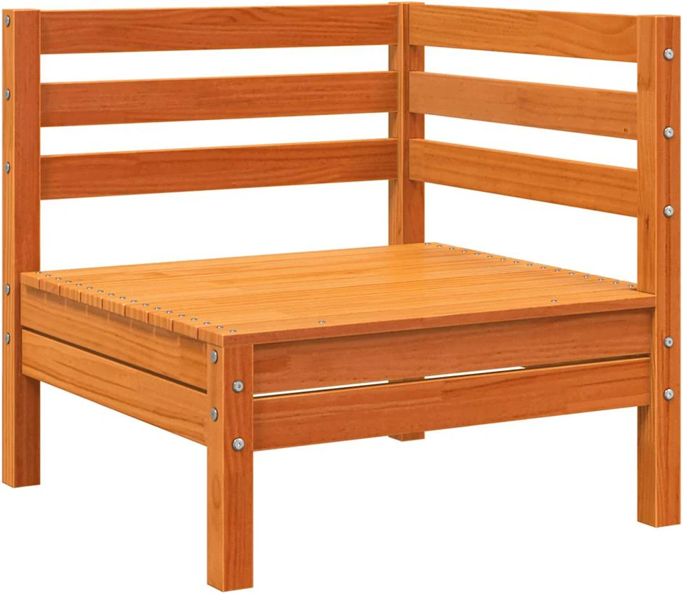 Trivietė sodo sofa, vaško ruda, pušies medienos masyvas