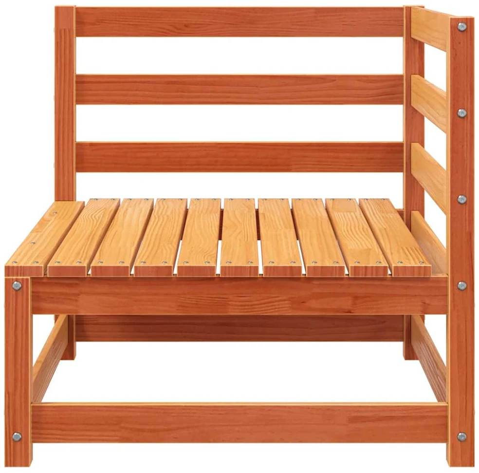 Trivietė sodo sofa, vaško ruda, pušies medienos masyvas