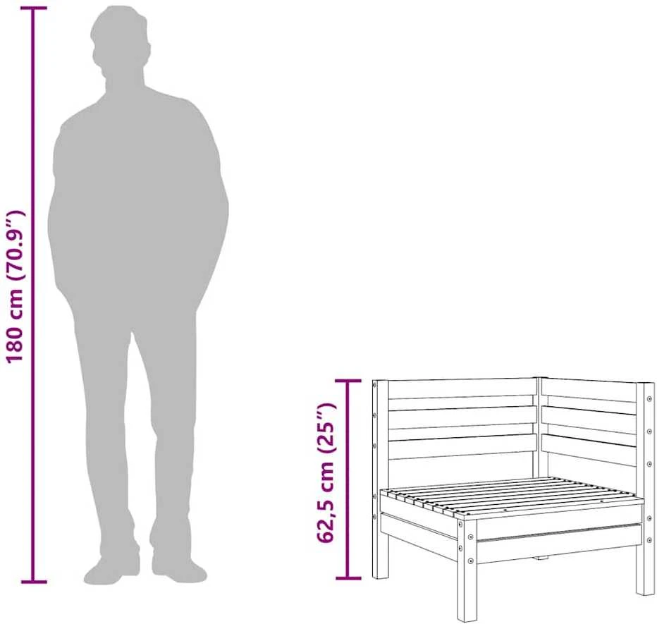 Trivietė sodo sofa, vaško ruda, pušies medienos masyvas