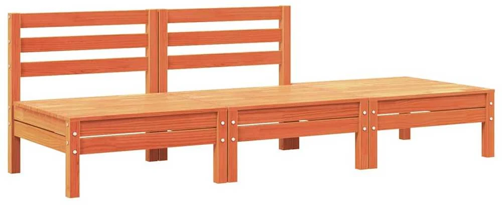 Trivietė sodo sofa, vaško ruda, pušies medienos masyvas