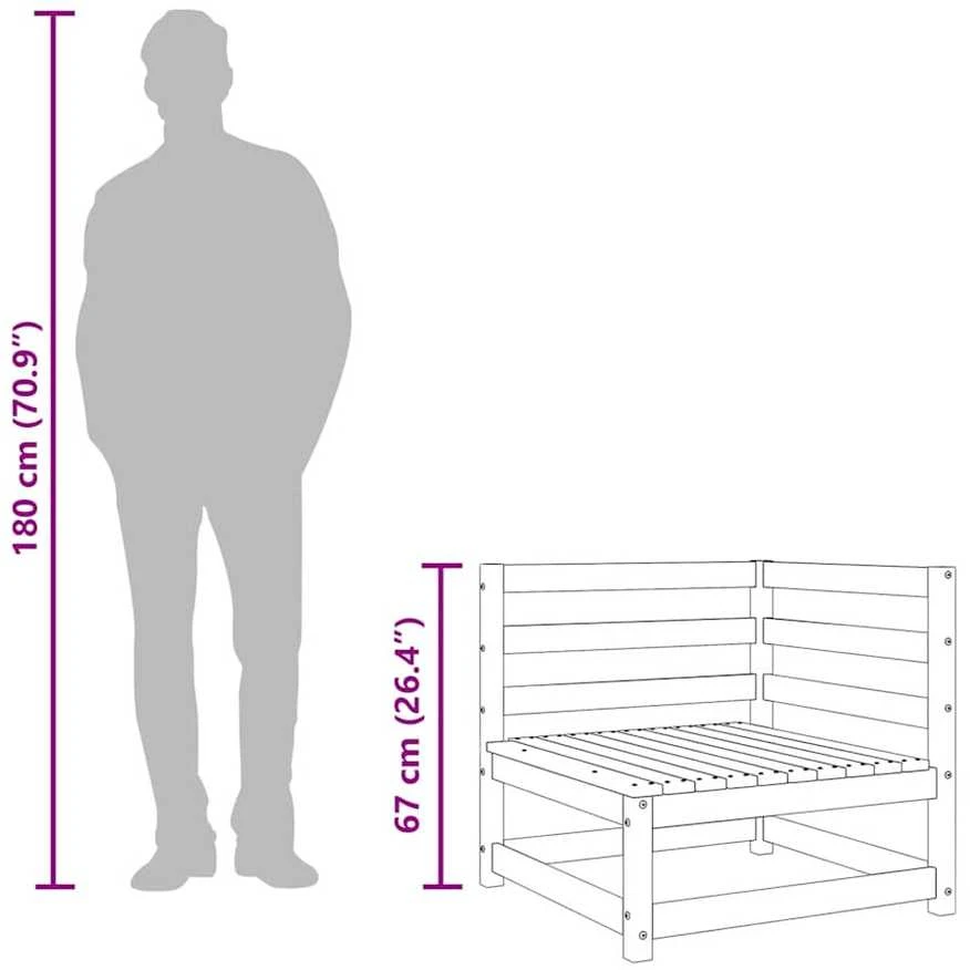 Trivietė sodo sofa, vaško ruda, pušies medienos masyvas