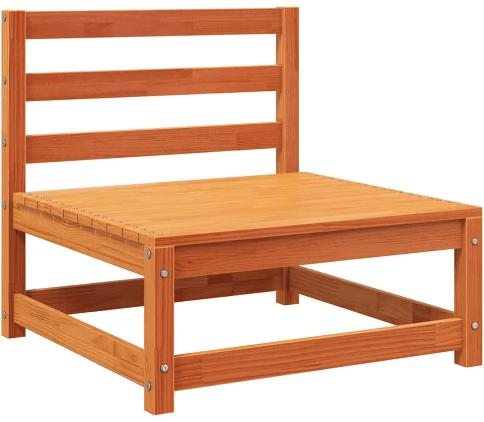 Trivietė sodo sofa, vaško ruda, pušies medienos masyvas