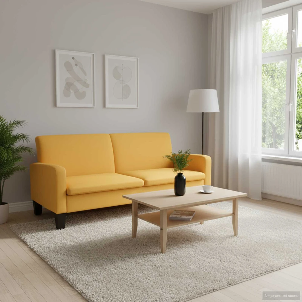 Trivietė sofa, 180x65x76, geltonos spalvos