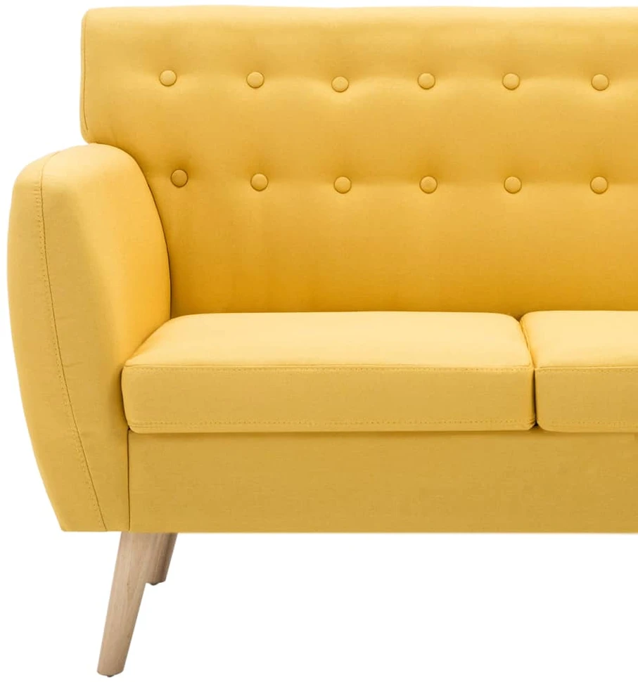 Trivietė sofa, audinio apmušalas, 172x70x82cm, geltona
