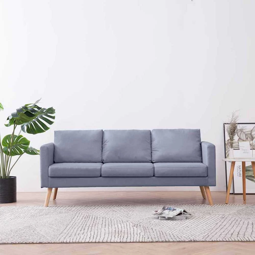 Trivietė sofa, audinys, šviesiai pilka