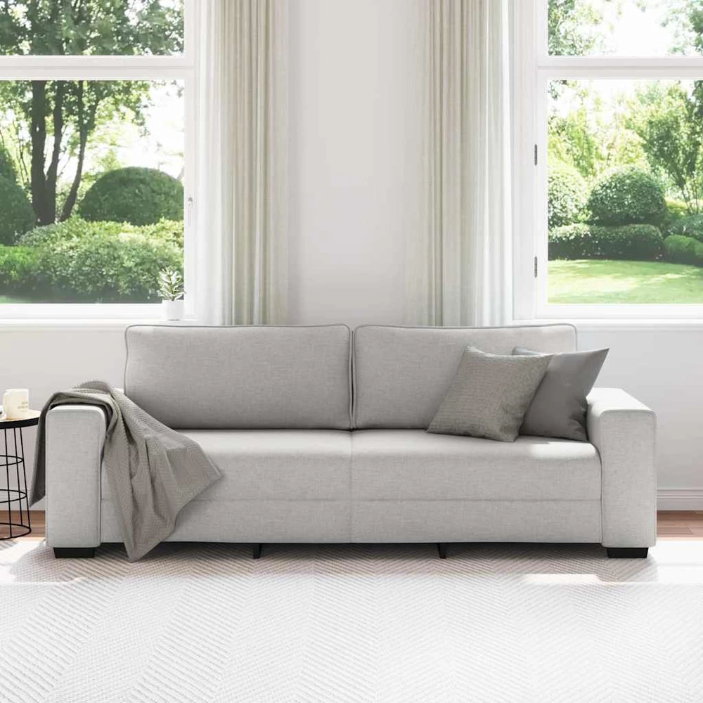 Trivietė sofa, debesų pilka, 220x77x82 cm, audinys