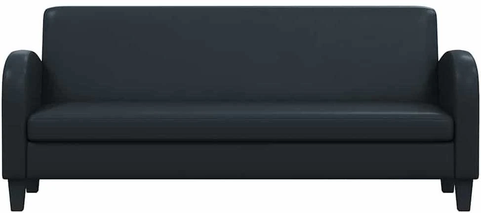 Trivietė sofa, dirbtinė oda, juoda