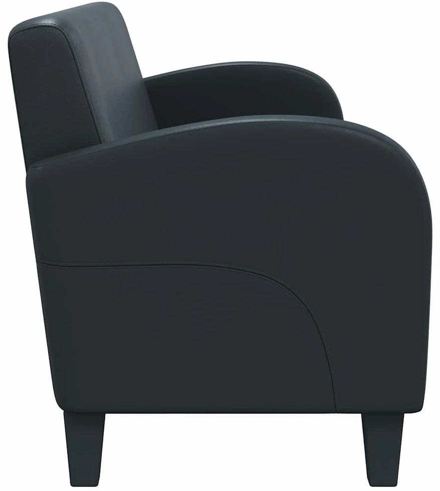 Trivietė sofa, dirbtinė oda, juoda