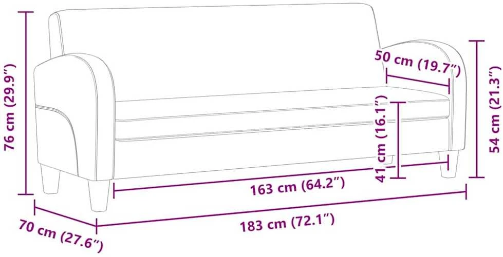 Trivietė sofa, dirbtinė zomšos oda, ruda