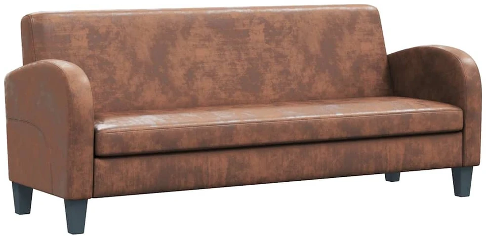 Trivietė sofa, dirbtinė zomšos oda, ruda
