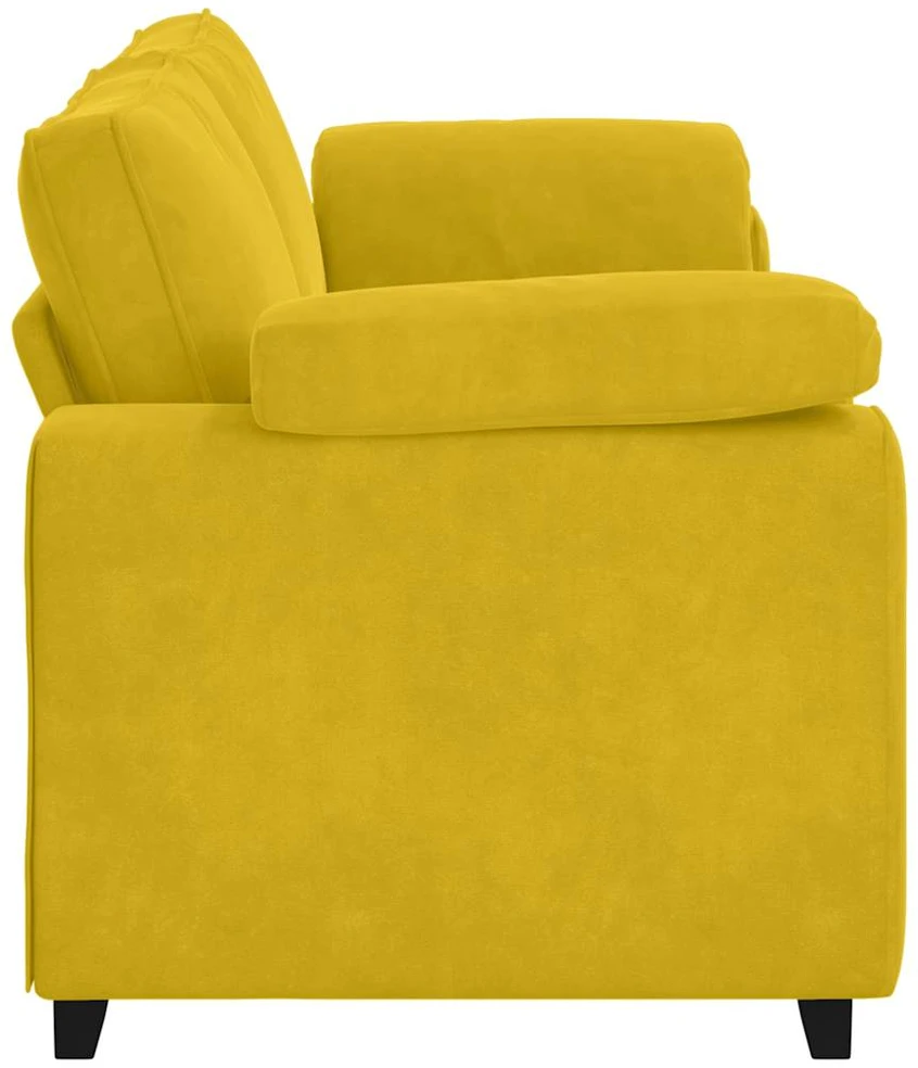 Trivietė sofa, geltona, 220x77x82 cm, aksomas