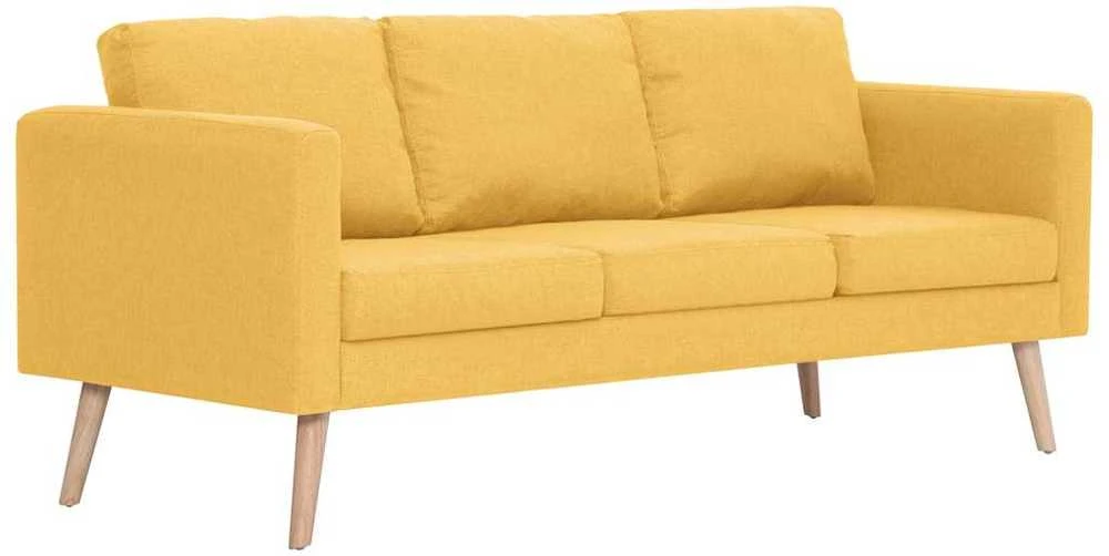 Trivietė sofa, geltona, audinys
