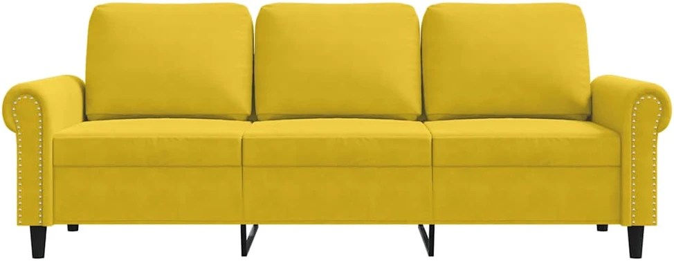 Trivietė sofa, geltonos spalvos, 180cm, aksomas