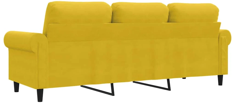 Trivietė sofa, geltonos spalvos, 180cm, aksomas