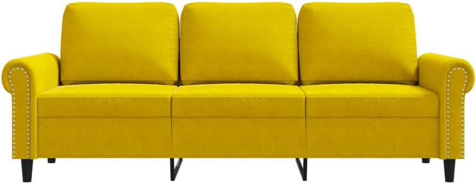 Trivietė sofa, geltonos spalvos, 180cm, aksomas