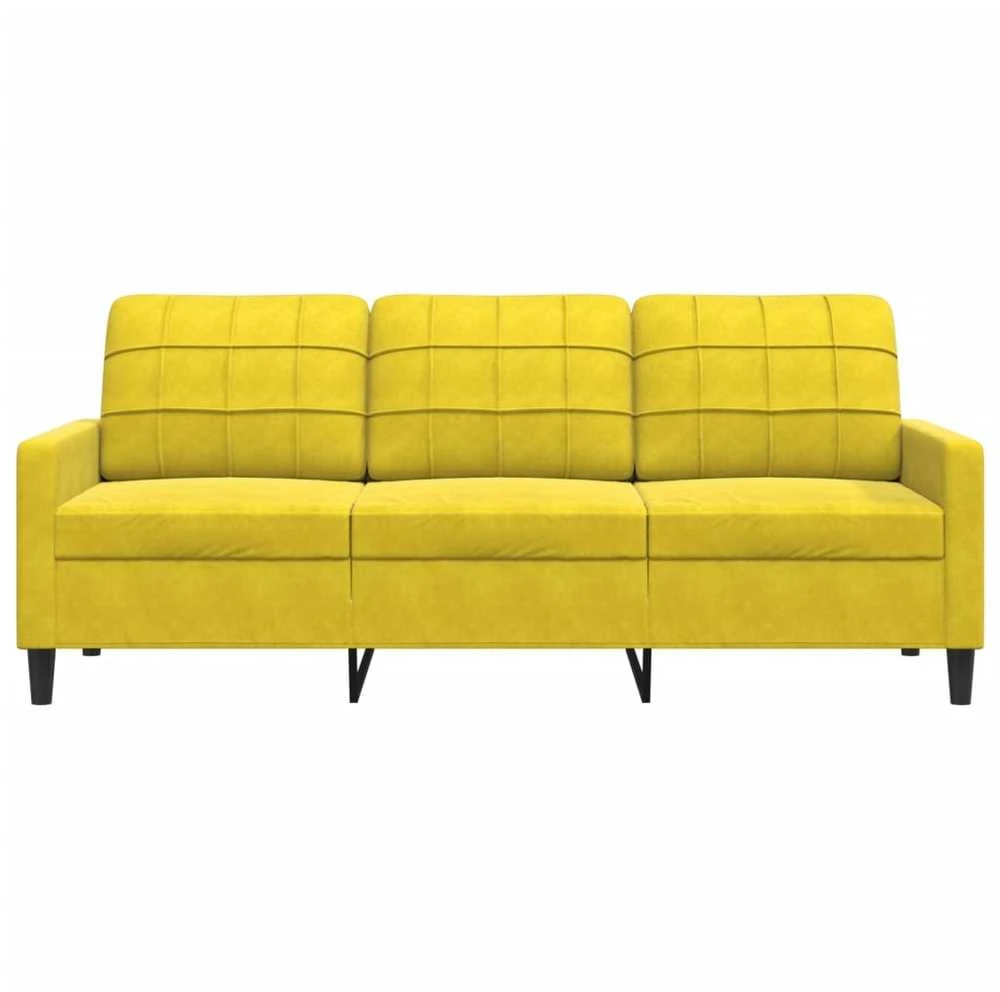 Trivietė sofa, geltonos spalvos, 180cm, aksomas