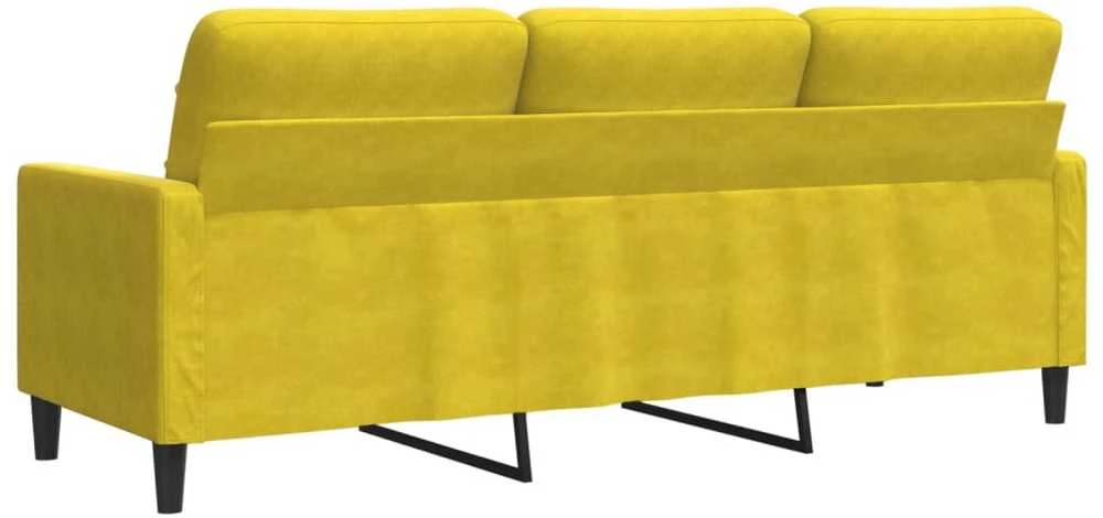Trivietė sofa, geltonos spalvos, 180cm, aksomas