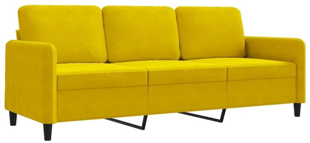 Trivietė sofa, geltonos spalvos, 180cm, aksomas