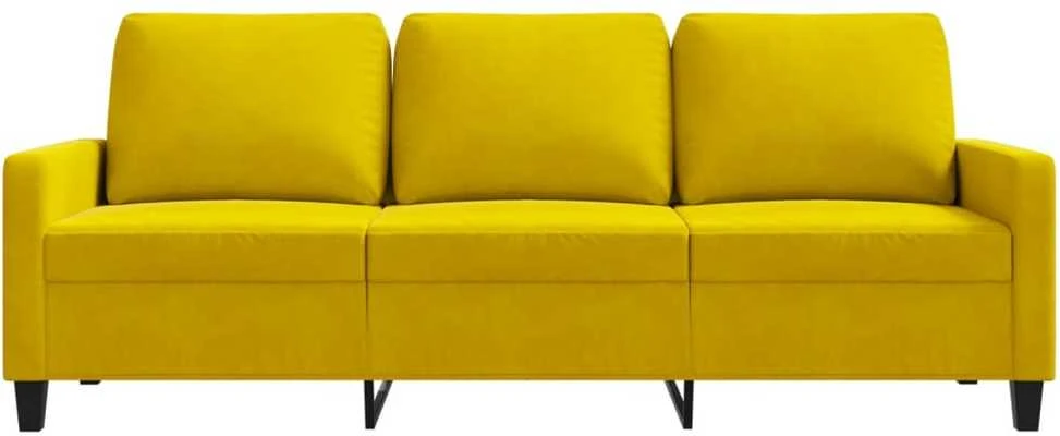 Trivietė sofa, geltonos spalvos, 180cm, aksomas