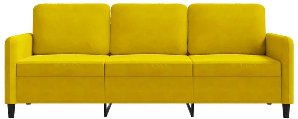 Trivietė sofa, geltonos spalvos, 180cm, aksomas