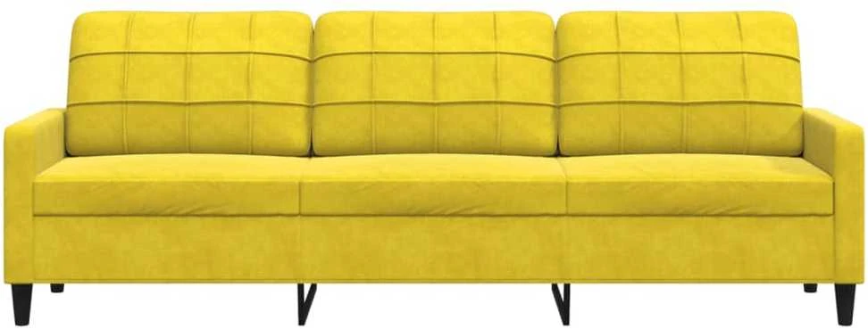 Trivietė sofa, geltonos spalvos, 210cm, aksomas