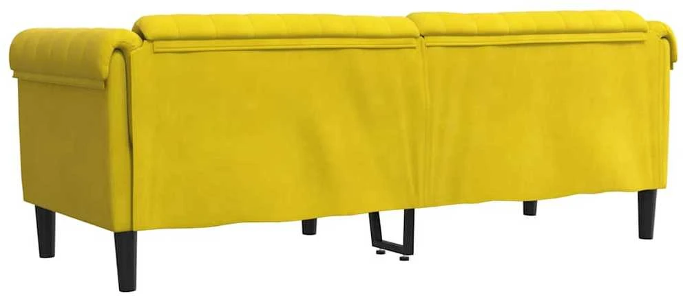 Trivietė sofa, geltonos spalvos, aksomas